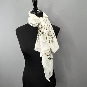 Abu Saqar Scarf Wrap Green Cream Floral Leaves Flowers Large Square